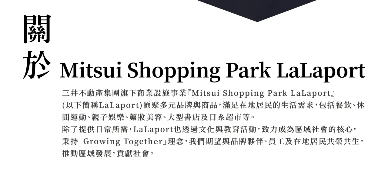 三井不動產集體旗下商業設施事業Mitsui Shopping Park LaLaport匯聚多元品牌與商品